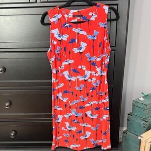 Tommy Hilfiger Red and Blue Floral Midi Dress